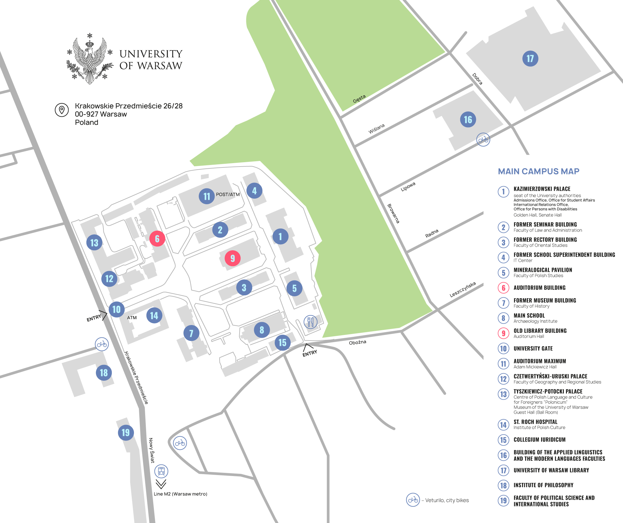 University of Warsaw Main Campus Map